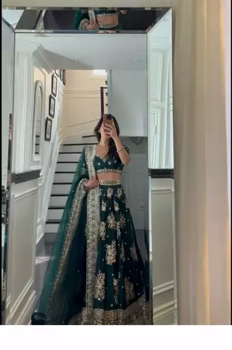 Amazing Mehandi special lehenga choli with net dupatta for wedding functions