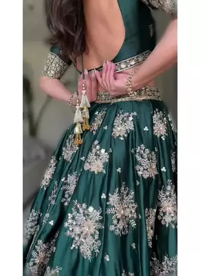 Amazing Mehandi special lehenga choli with net dupatta for wedding functions 3