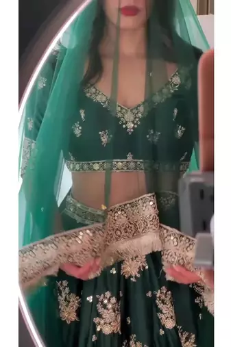 Amazing Mehandi special lehenga choli with net dupatta for wedding functions
