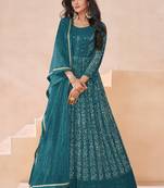 Morpichh embroidered georgette semi-anarkali salwar suit
