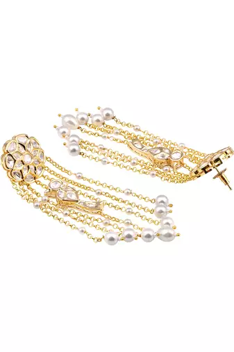 Gold finish kundan and polki earrings