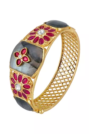 Multicolor kundan and polki bracelet