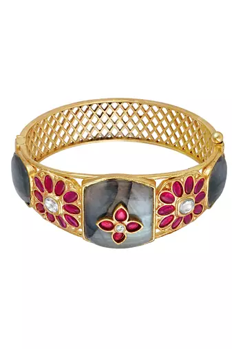 Multicolor kundan and polki bracelet
