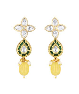 Cream kundan and polki necklace set 2