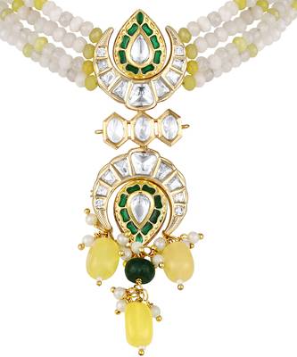 Cream kundan and polki necklace set 4