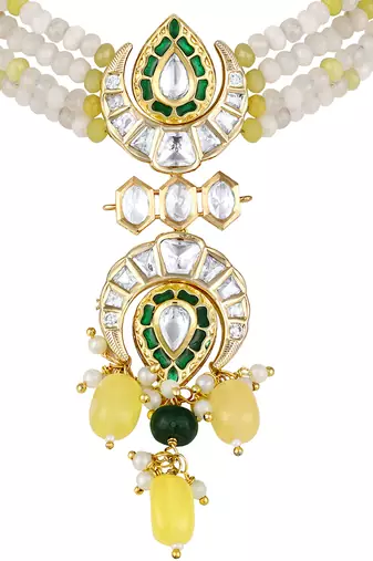 Cream kundan and polki necklace set
