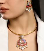 Multicolor kundan and polki necklace set