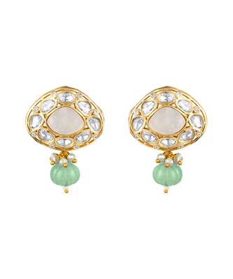 Grey kundan and polki necklace set 4