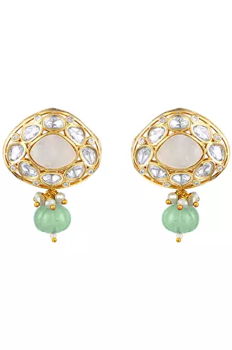 Grey kundan and polki necklace set