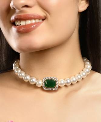 Green kundan and polki necklace 1