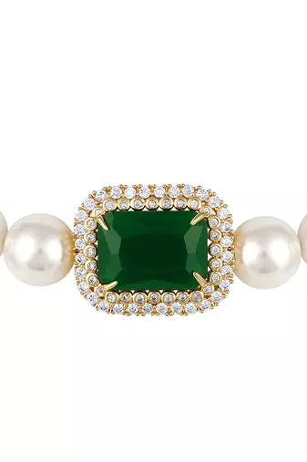 Green kundan and polki necklace