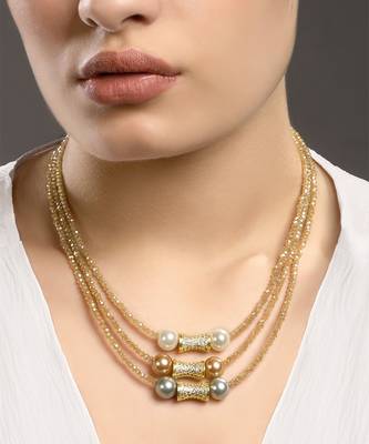 Gold finish kundan and polki necklace 1
