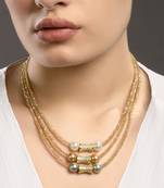 Gold finish kundan and polki necklace