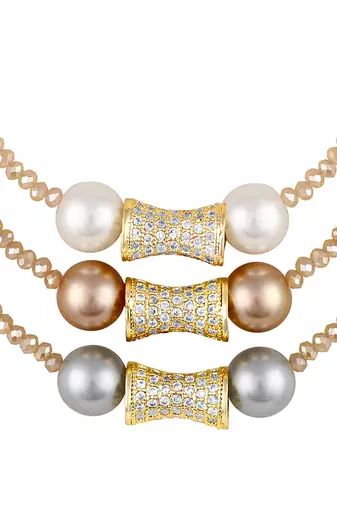 Gold finish kundan and polki necklace