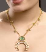 Green kundan and polki necklace