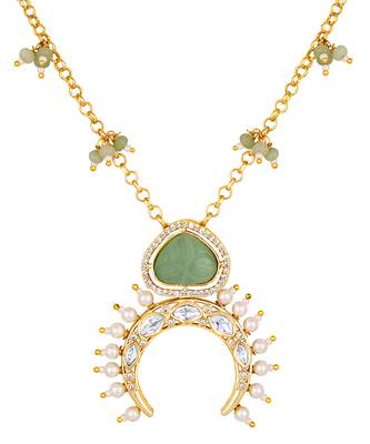 Green kundan and polki necklace 2