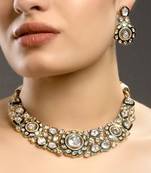 Green kundan and polki necklace set