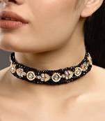 Black kundan and polki necklace