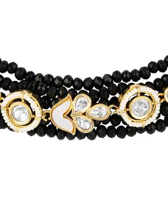 Black kundan and polki necklace 3