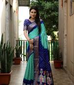 Handmade Bandhej With & Zari Weaving Kalash & Swastik Design Rich Pallu Saree 