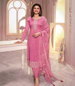 Georgette Silk Blend embroidered pink designer salwar kameez