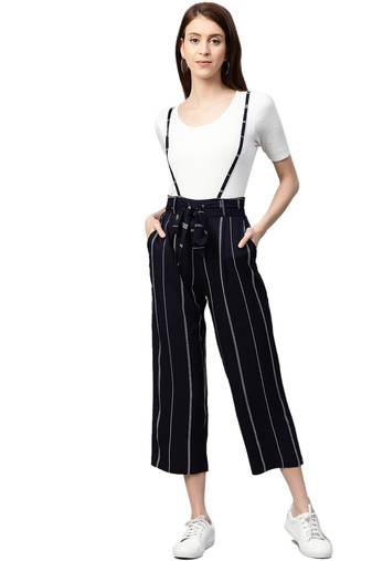 Yash gallery women's stripe printed dungaree