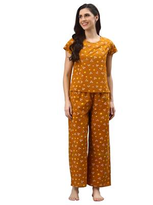 mustard s bandhani printed night suit 1
