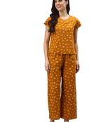 mustard s bandhani printed night suit