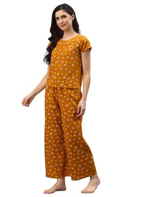 mustard s bandhani printed night suit 3