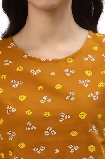 mustard s bandhani printed night suit
