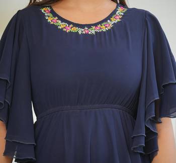  women's floral embroidered asymatric dress (blue) 5