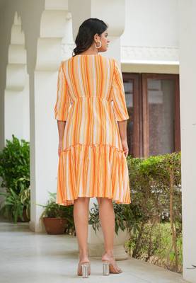  women's stripe printed a-line dress (multi) 3