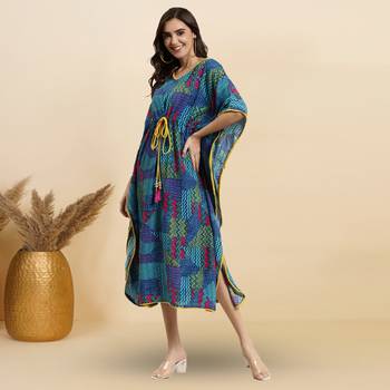  women's rayon multi printed kaftan 1
