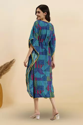  women's rayon multi printed kaftan