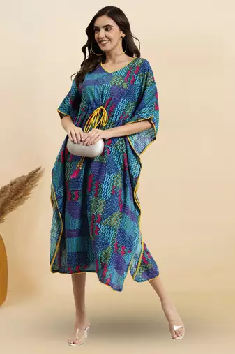  women's rayon multi printed kaftan