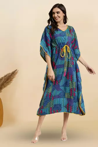  women's rayon multi printed kaftan