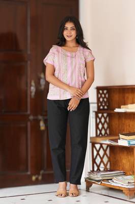  women's rayon staple waist length over lap sleeve digital printed top 1