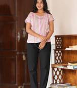 Yash gallery women's rayon staple waist length over lap sleeve digital printed top