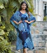 Yash gallery women's patch print kaftan (indigo)
