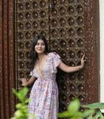 Yash gallery women's polyester bat sleeve maxi dress v-neck tassel summer boho dress (pink)