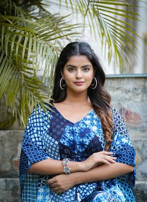  women's patch print kaftan (indigo) 5