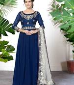 Blue Faux Georgette Semi-Stitched Party Wear Salwar Kameez