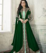 Green Faux Georgette Semi-Stitched Ethnic Suits
