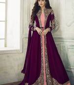 Purple Faux Georgette Semi-Stitched Semi Stitched Salwar Suits
