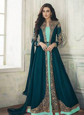 Colorful Rama Faux Georgette Semi-Stitched Festive Salwar Suits 1
