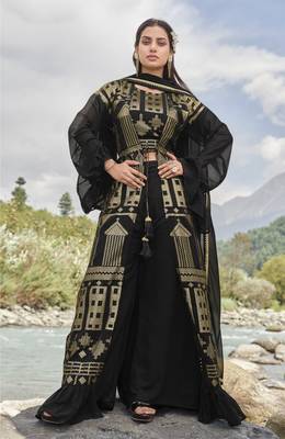 Comely Black Faux Georgette Semi-Stitched Bollywood Salwar Kameez Online 1