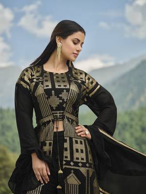 Comely Black Faux Georgette Semi-Stitched Bollywood Salwar Kameez Online 4