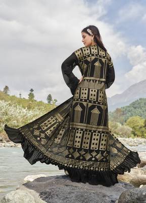 Comely Black Faux Georgette Semi-Stitched Bollywood Salwar Kameez Online 5