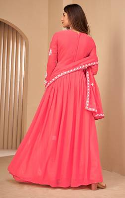 Ly Pink Faux Georgette Semi-Stitched Party Wear Salwar Kameez 6