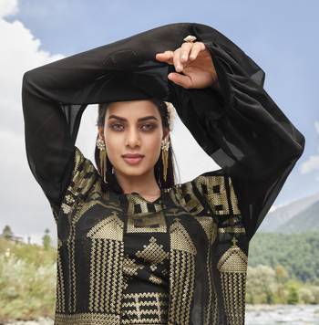 Comely Black Faux Georgette Semi-Stitched Bollywood Salwar Kameez Online 6